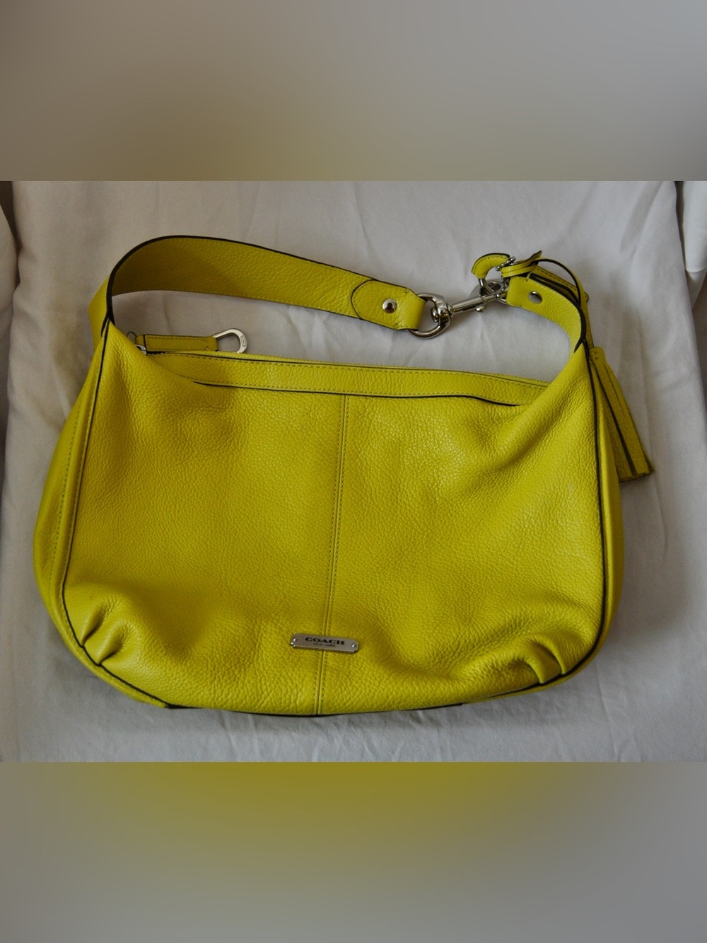 Coach Yellow Pebbled Leather Shoulder Hobo